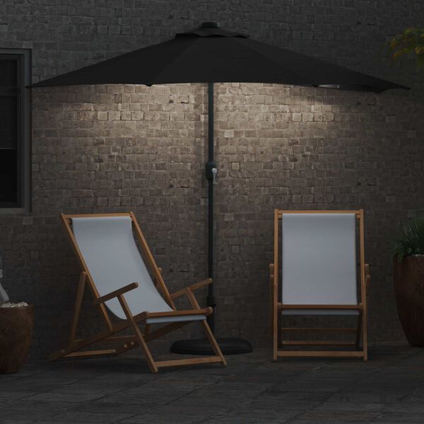 vidaXL Dārza parasols Melna 294 x 150 x 224 cm Poliesters un tērauds