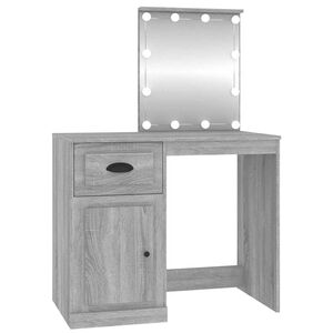 vidaXL spoguļgaldiņa komplekts, LED, 90x50x132,5 cm, inženierijas koks