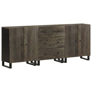 vidaXL 3-daļīgs kumodes, melns, 60x33x75 cm, mango masīvkoks