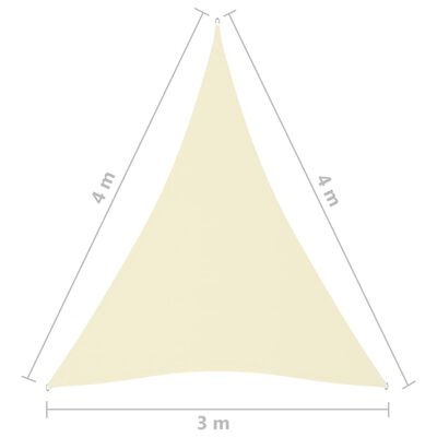vidaXL saulessargs, 3x4x4 m, trijstūra, krēmkrāsas oksforda audums