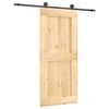 vidaXL Slīdo&scaron;ās durvis Dabiska un melna 90 x 210 cm Cieta priedes koks