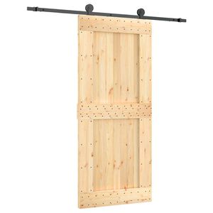 vidaXL Slīdo&scaron;ās durvis Dabiska un melna 90 x 210 cm Cieta priedes koks