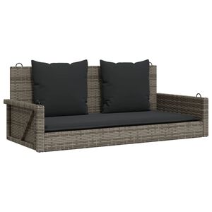 vidaXL &scaron;ūpoļu sols ar spilveniem, pelēks, 119x56x48 cm, PE rotangpalma