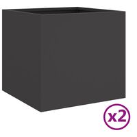 vidaXL puķu kastes, 2 gb., melnas, 32x30x29 cm, auksti velmēts tērauds