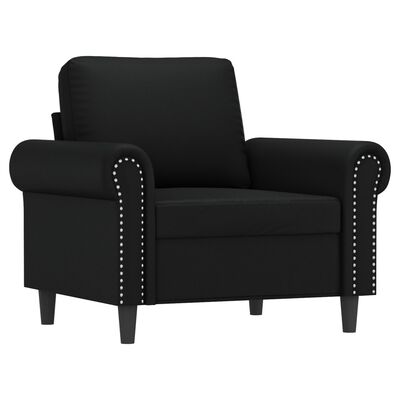 vidaXL atpūtas krēsls ar kājsoliņu, 60 cm, melna mākslīgā āda