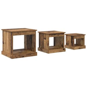 vidaXL Kafijas galdiņ&scaron; 3 gab. Vecs koks 48 x 45 x 45 cm
