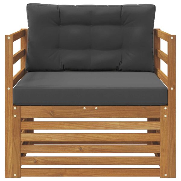 vidaXL Āra dīvānu komplekts Cieta akācijas koks un poliesters Dabiska