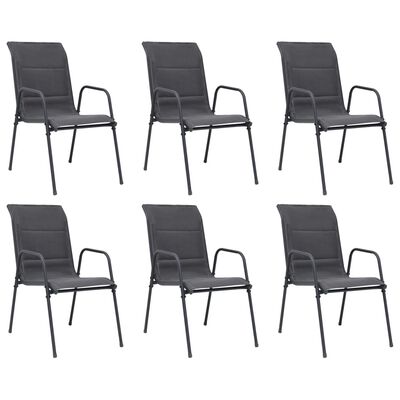 vidaXL dārza krēsli, 6 gab., tērauds, tekstilēns, antracītpelēki