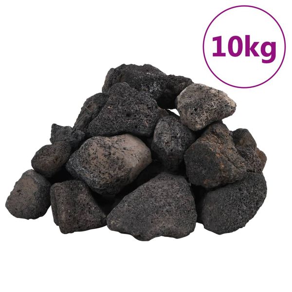 vidaXL vulkāniskie ieži, 10 kg, melni, 5-8 cm