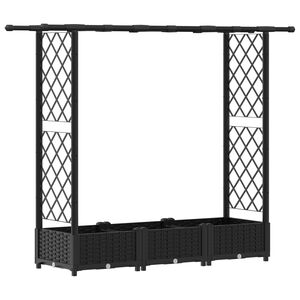 vidaXL Pacelta gulta ar treliem un jumtu Melns 164 x 40 x 121 cm PP