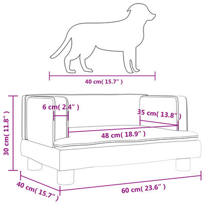 vidaXL gulta suņiem, melna, 60x40x30 cm, samts