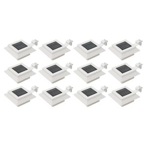 vidaXL āra solārās lampas, 12 gab., LED, kvadrāta forma, 12 cm, baltas