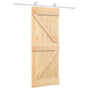 vidaXL Slīdo&scaron;ās durvis 80 x 210 cm Priedes masīvkoks Dabisks un balts