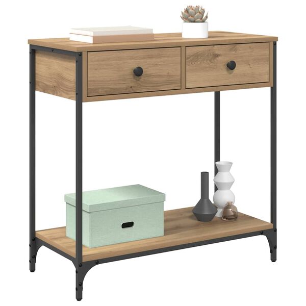 vidaXL Konsoles galds ar atvilktni Artisānā ozols 75 x 34,5 x 75 cm