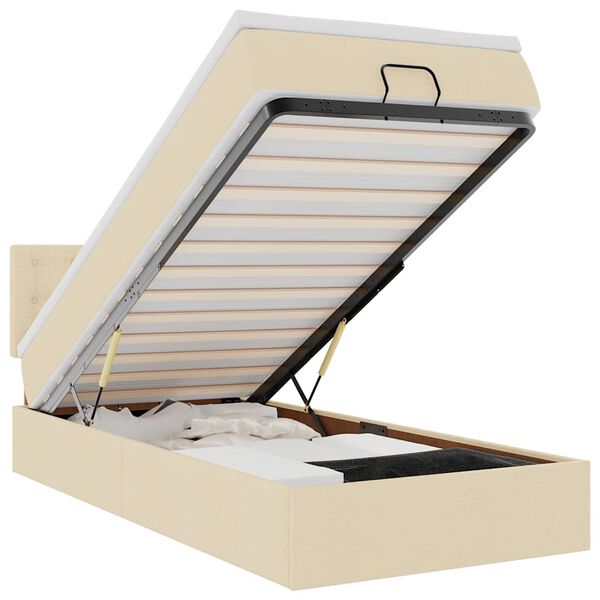 vidaXL Osmaņu gultas rāmis ar matrača krēma 90x190 cm audums