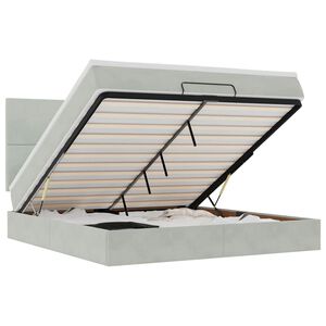 vidaXL Osmaņu gultas rāmis ar matračiem gai&scaron;i pelēks 180x200cm audums