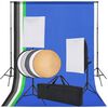 vidaXL fotostudijas komplekts: 5 foni un 2 mīkstās gaismas kastes