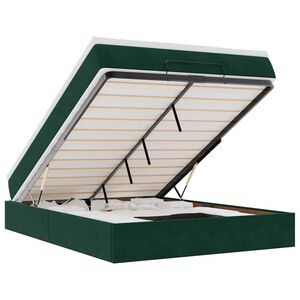 vidaXL Osmaņu gulta ar matraci, tum&scaron;i zaļ&scaron;, 140x200cm, samts