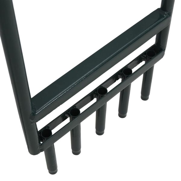 vidaXL zāliena aerators ar 5 zariem, zaļ&scaron;, pulverkrāsots tērauds