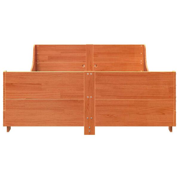 vidaXL gulta bez matrača, vaska brūnas, 120x190 cm, priedes masīvkoks