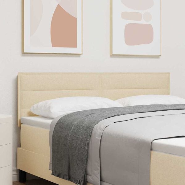 vidaXL LED gultas galva ar galvas klāju Krēmkrāsa 144 cm Poliesters