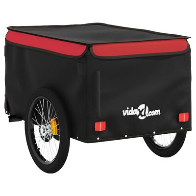 vidaXL velosipēda piekabe, 30 kg, melna un sarkana, dzelzs