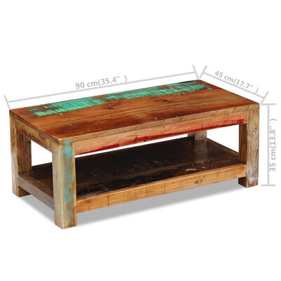 vidaXL kafijas galdiņš, pārstrādāts koks, 90x45x35 cm