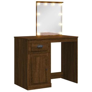 vidaXL spoguļgaldiņ&scaron; ar LED, ozolkoka, 90x42x132,5 cm