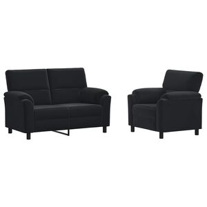 vidaXL Dīvānu komplekts 2 pcs Melns Samts