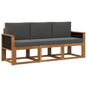 vidaXL Āra dīvānu komplekts ar spilvenu 3 pcs Dabisks un antracīts