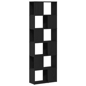 vidaXL grāmatu plaukts, aizslietnis, melns ozols, 60x24x186 cm