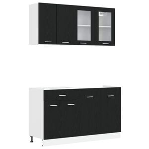 vidaXL Virtuves vienība LYON 4 pcs Melns ozols Inženierijas koks
