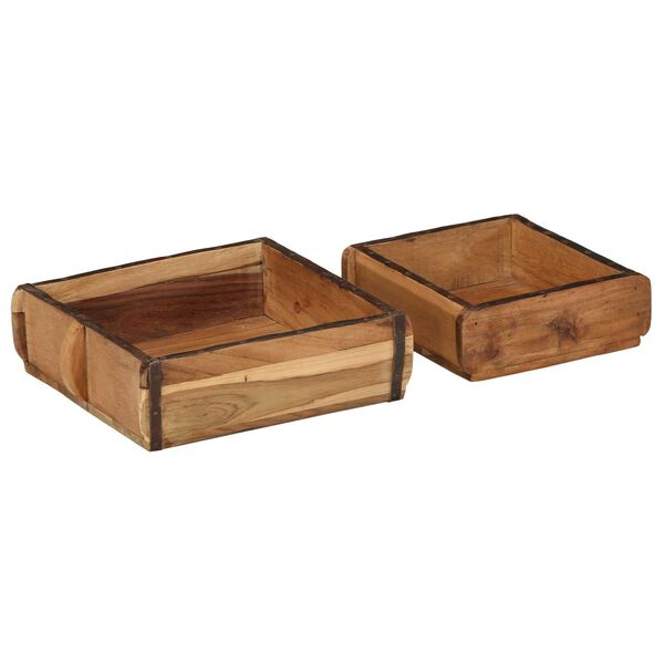 vidaXL Paplāte 2 pcs Brūna 29 x 31 x 10 cm Cietais atjaunotais koks