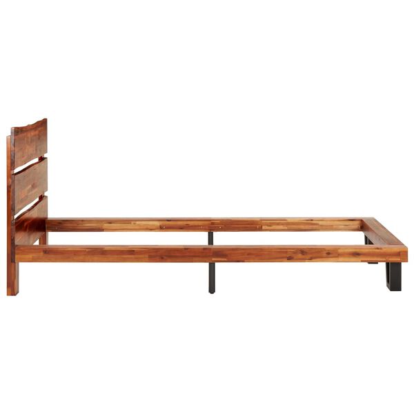 vidaXL gultas rāmis, dabīgas formas malas, akācijas masīvkoks, 90 cm