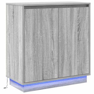 vidaXL LED sānu galds Pelēks Sonoma ozols 71 x 34,5 x 75 cm
