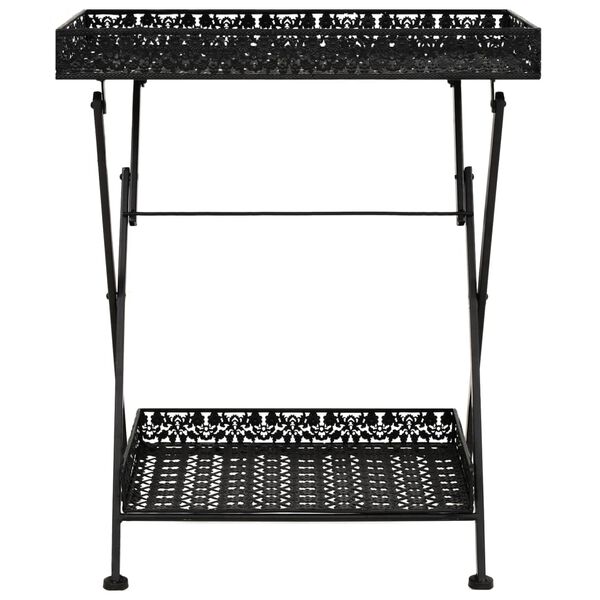 vidaXL saliekams tējas galdiņš, 58x35x72 cm, melns metāls