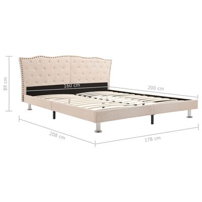vidaXL gulta ar atmiņas efekta matraci, 160x200 cm, bēšs audums