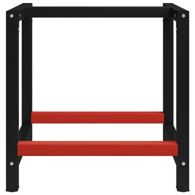 vidaXL darba galda rāmis, metāls, 80x57x79 cm, melns un sarkans
