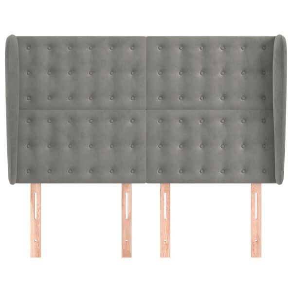 vidaXL galvgalis ar malām, 147x23x118/128 cm, gai&scaron;i pelēks samts