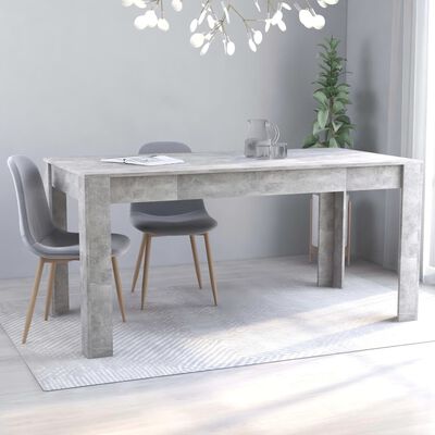 vidaXL virtuves galds, 160x80x76 cm, betona pelēks, skaidu plāksne