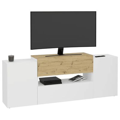 FMD TV skapītis, 182x33x70,2 cm, balta un koka krāsa