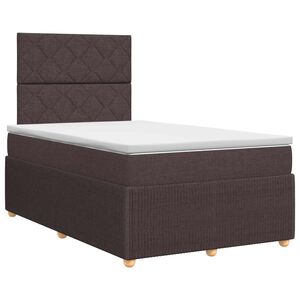 vidaXL Kontinentālā gulta ar matraci Tum&scaron;i brūna 120 x 190 cm Audums