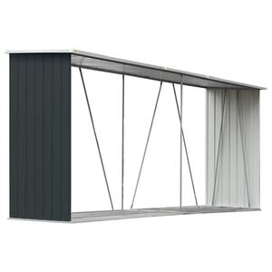 vidaXL malkas nojume, pelēka, 330x84x152 cm, cinkots tērauds