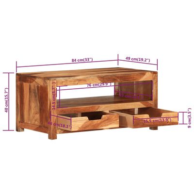vidaXL kafijas galdiņš, 84x49x40 cm, akācijas masīvkoks