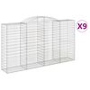 vidaXL arkveida gabiona grozi, 9 gb., 300x50x160/180cm, cinkota dzelzs