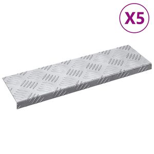 vidaXL Trepju paklājs Taisnstūra 5 pcs Sudraba 60 x 18 cm Alumīnijs