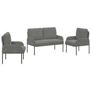 vidaXL Dīvāna komplekti 3 pcs Tum&scaron;i pelēks 115 x 56 x 80 cm Saplāksnis