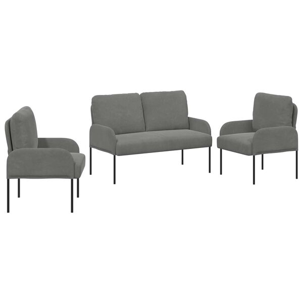 vidaXL Dīvāna komplekti 3 pcs Tum&scaron;i pelēks 115 x 56 x 80 cm Saplāksnis