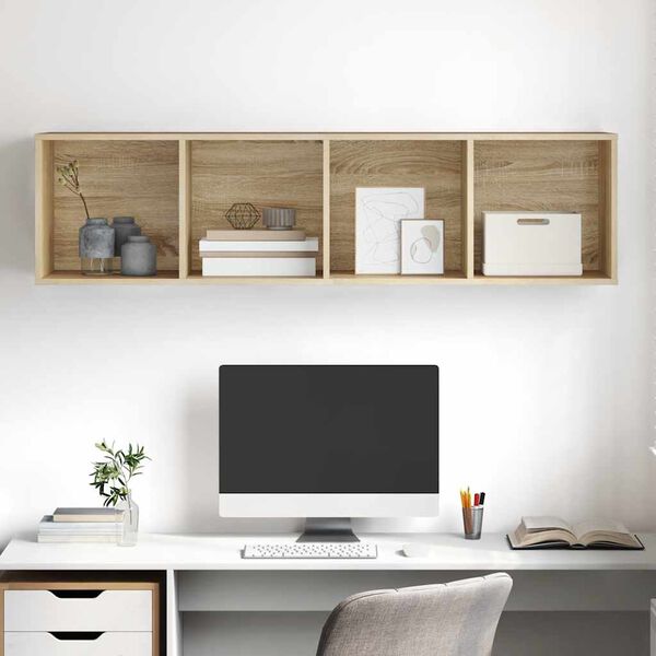 vidaXL sienas TV skapītis, ozolkoka, 37x37x142,5 cm, inženierijas koks