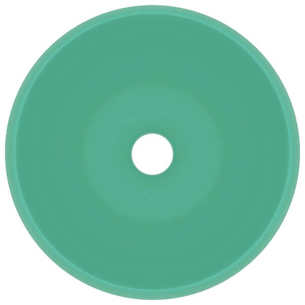 vidaXL izlietne, apaļa, 40x15 cm, matēta gai&scaron;i zaļa keramika